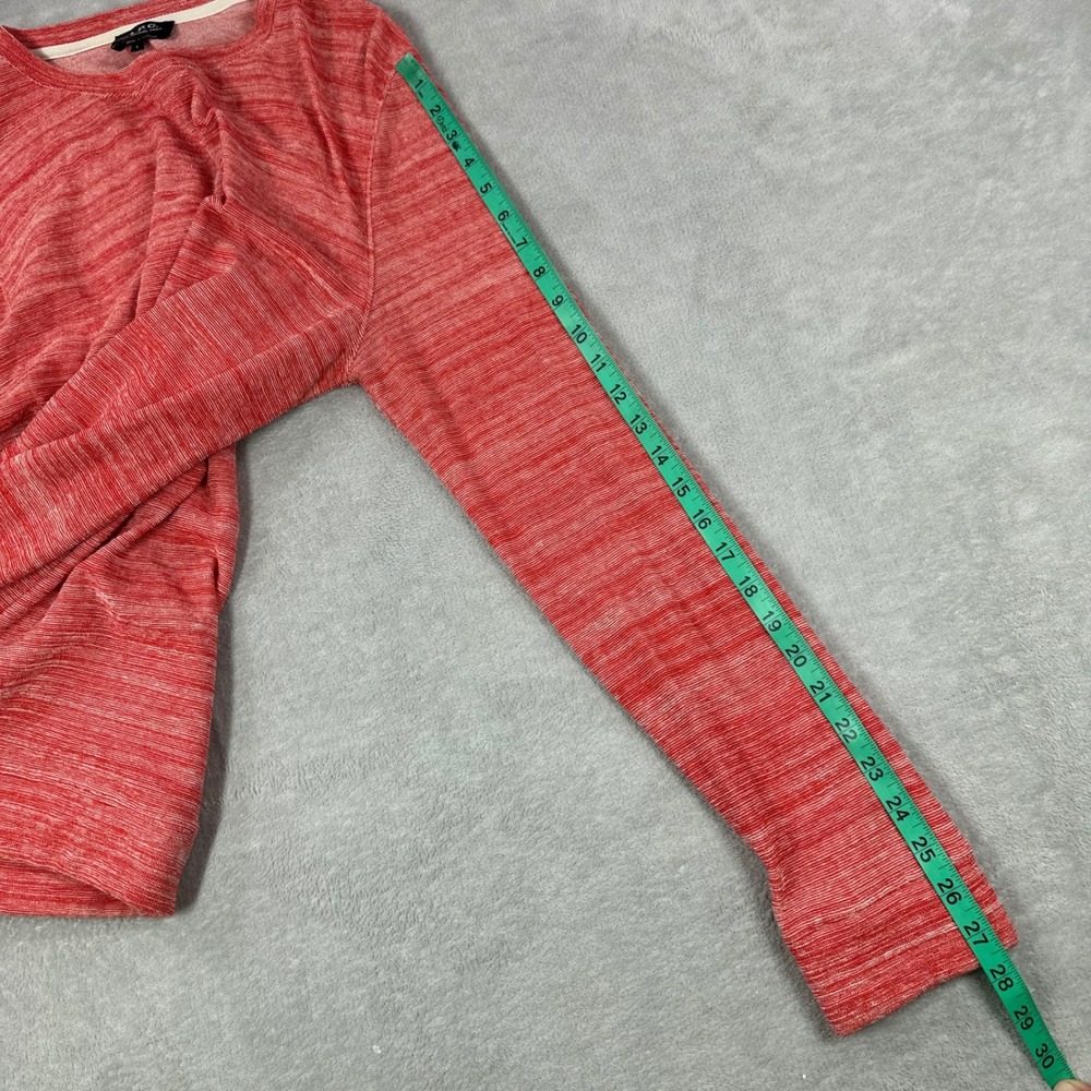 A.P.C. Long Sleeve Shirt Mens Large Red White Space Dye Melange Crew terry Cloth - Picture 9 of 10